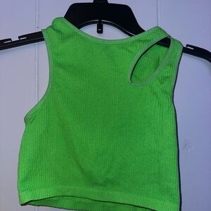 Cotton Candy Green Ribbed Crop Tank Top